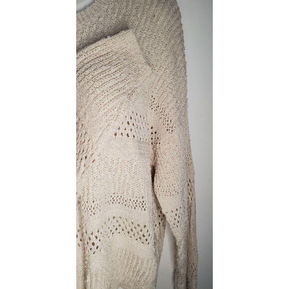 Hooked Up Long Sleeve Mixed Knit Sweater XS Cream - Picture 4 of 5